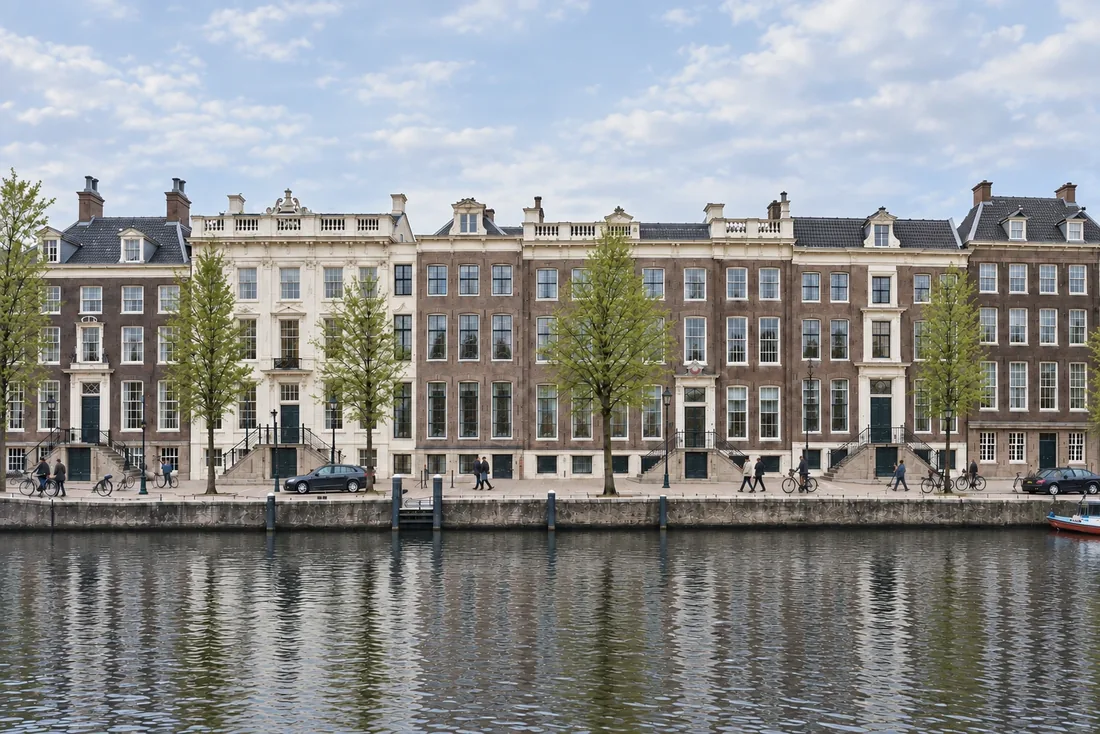 Row of canal-side buildings in Amsterdam